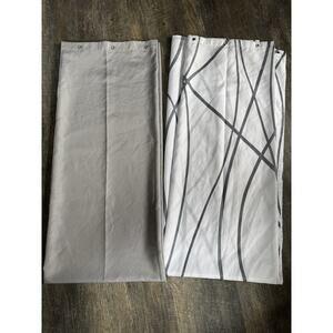 Set Of 2 Shower Curtains, Wavy Line Abstract Modern Striped Gray White 72wx83L